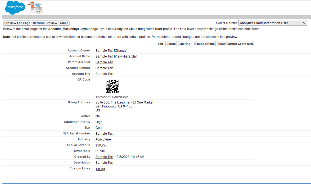 The QR-Code displays in the report.